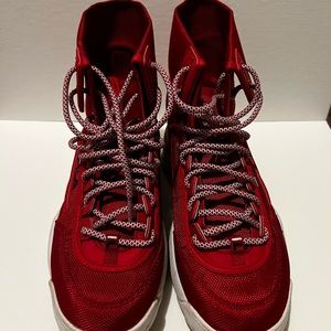 Fila red/ white combat boot style.